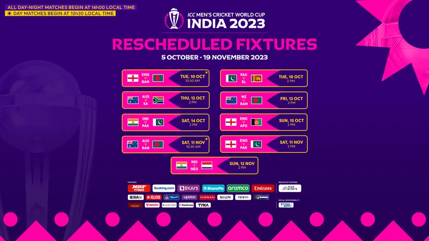 Revised ODI World Cup 2023 Schedule Released, check it out  