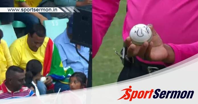 Fan signs the ball before throwing back during AUS vs RSA!  