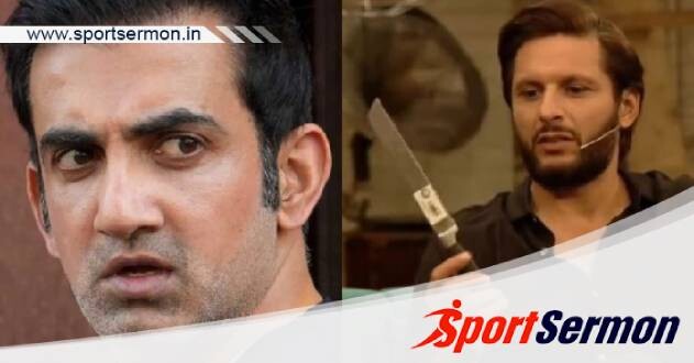 Shahid Afridi picks knife for Gautam Gambhir in a TV show   Shahid Afridi picks knife for Gautam Gambhir in a TV show