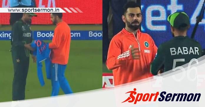 Virat Kohli gifts autographed Jersey to Babar Azam   Virat Kohli gifts autographed Jersey to Babar Azam