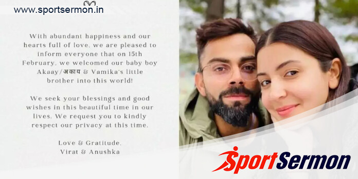Kohli & Anushka welcomes their second child  