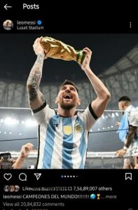 Lionel Messi Holding World Cup is STILL the most liked pic  