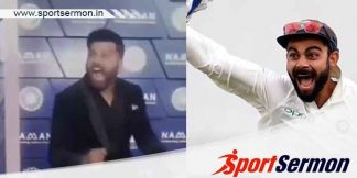 Indian captain Rohit Sharma imitates Virat's victory stint  