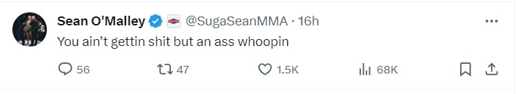 "Sugar" gives Vera a warning before their UFC 299 clash  