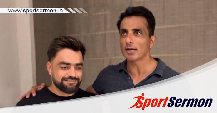 Actor Sonu Sood with Rashid Khan for earthquake relief   Actor Sonu Sood with Rashid Khan for earthquake relief