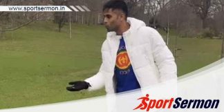 Cricketer Suryakumar Yadav in walking boot after injury  