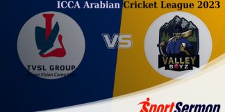 TVS vs VB Live Score, Match 6, ICCA Arabian T20 League  