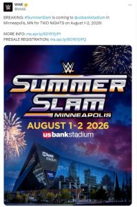 WWE SummerSlam to be held for two nights 2026 onwards  