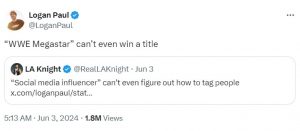 Logan Paul and LA Knight begins feud on social media  