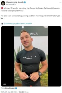 Michael Chandler updates fans on the clash with McGregor  