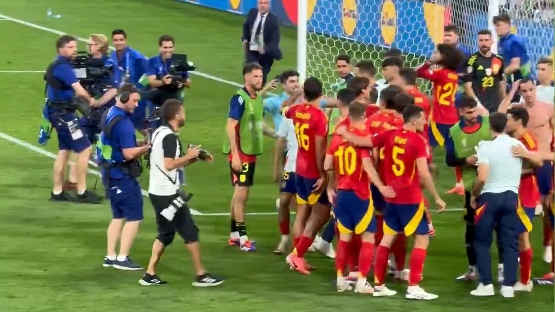 Security Guard Collides With Alvaro Morata After Spain Beats France in Semis   Security Guard Collides With Alvaro Morata After Spain Beats France in Semis