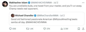 Islam Makhachev rejects Chandler's offer to fight at UFC 308  