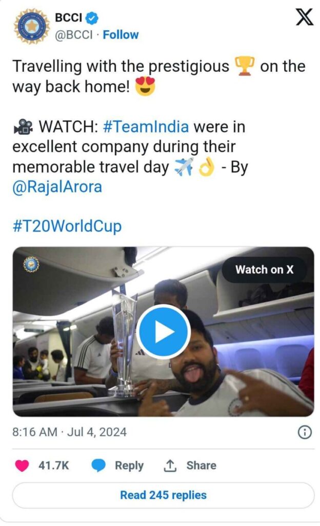 Team India की घर वापसी, खिलाड़ियों ने फ्लाइट में जमकर की मस्ती, देखें Video  