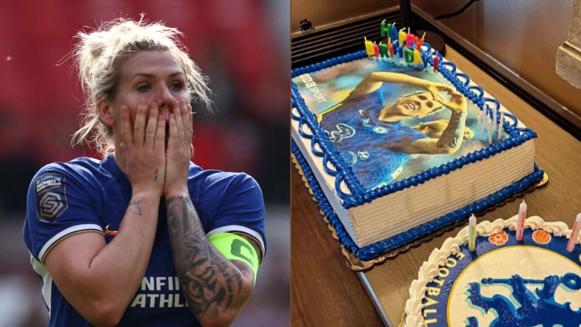 Chelsea star Bright given birthday cake with her own face on it   Chelsea star Bright given birthday cake with her own face on it