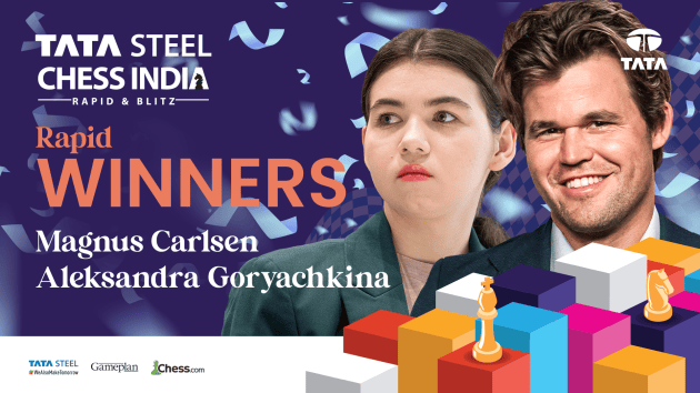 Carlsen, Goryachkina Win Tata Steel India Rapid With Round To Spare  