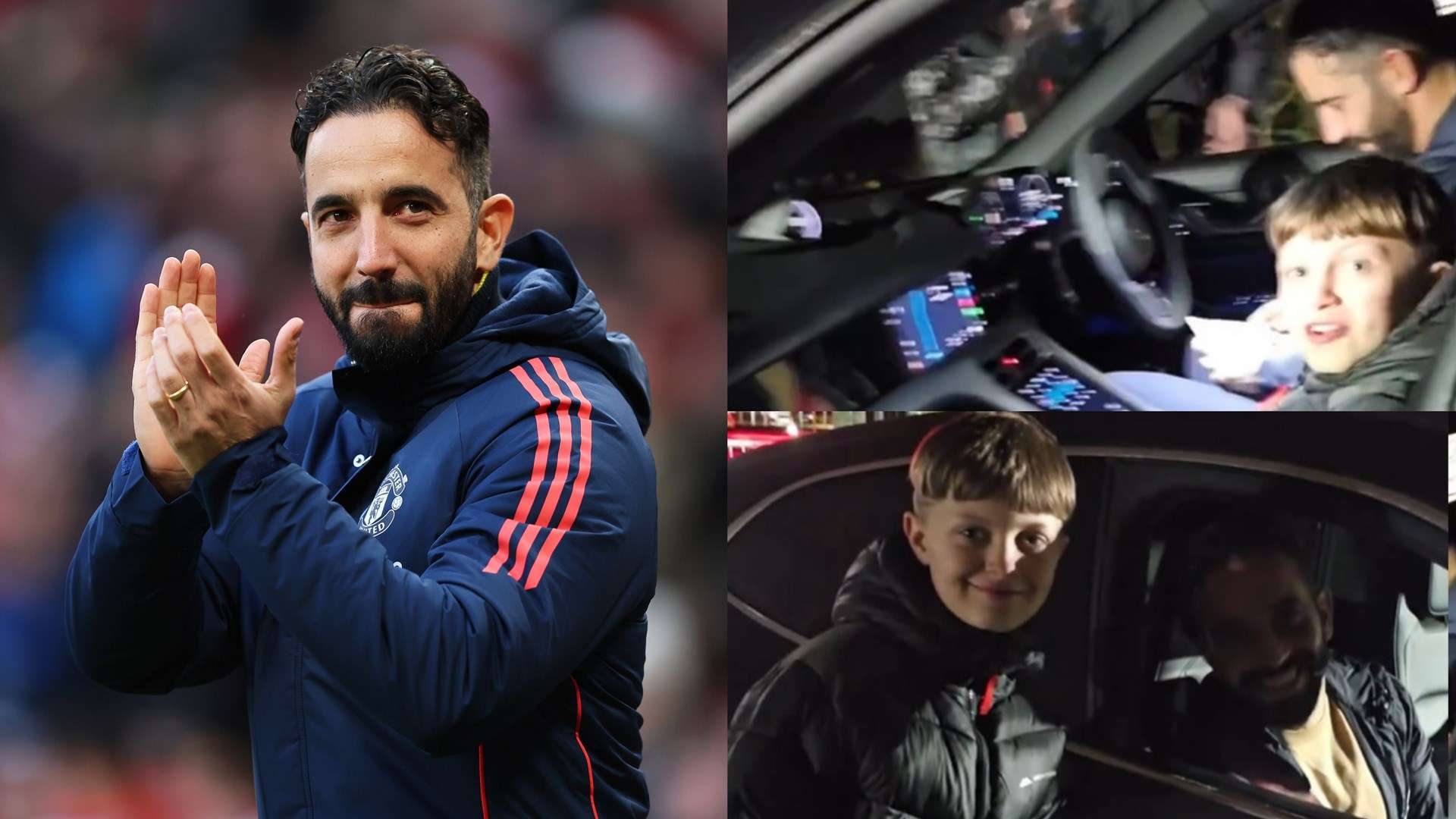 Amorim takes a young fan for a spin around Carrington in his Porsche  