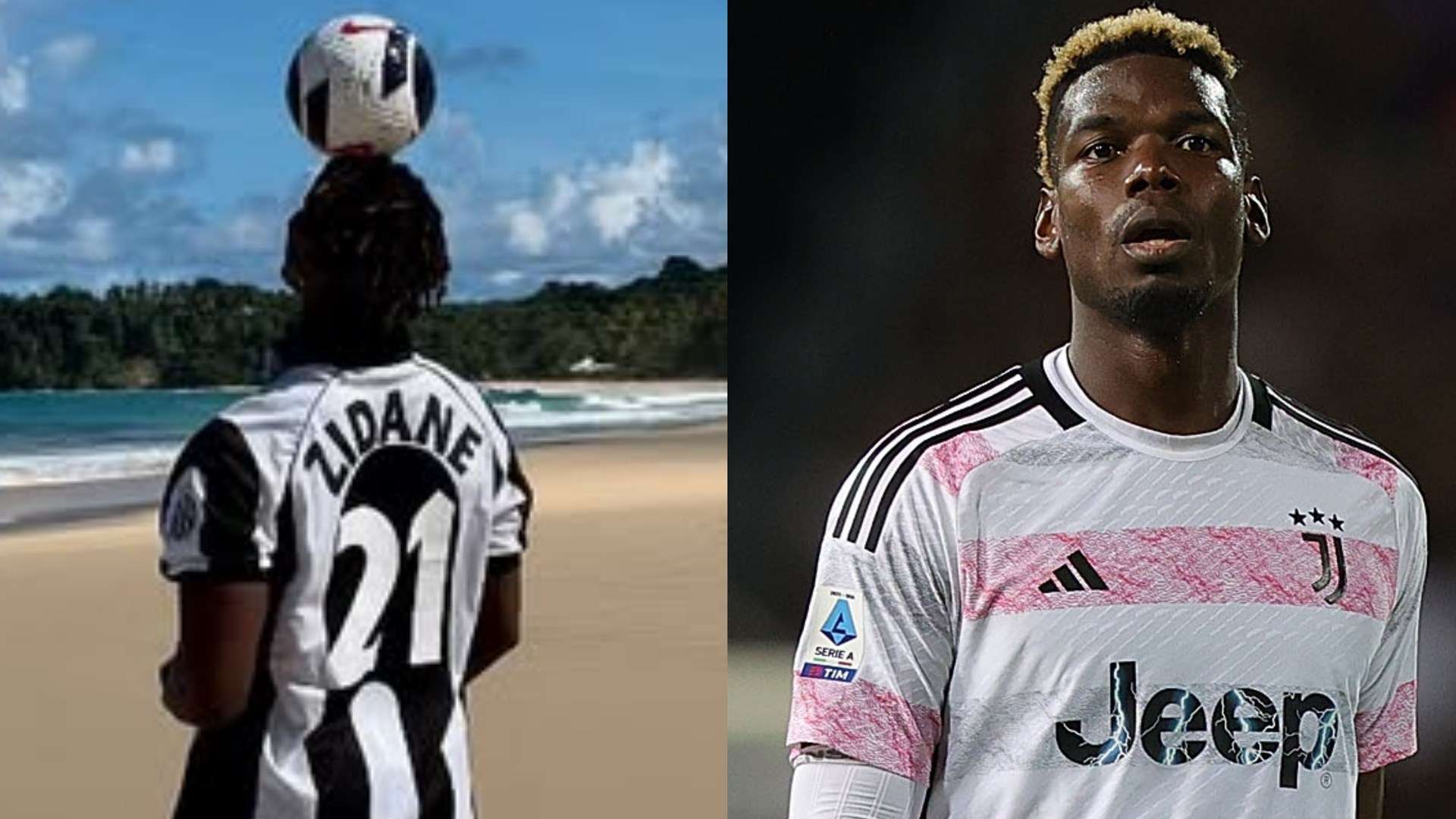 Pogba wears vintage Zidane Juventus shirt & does keepy-uppies  