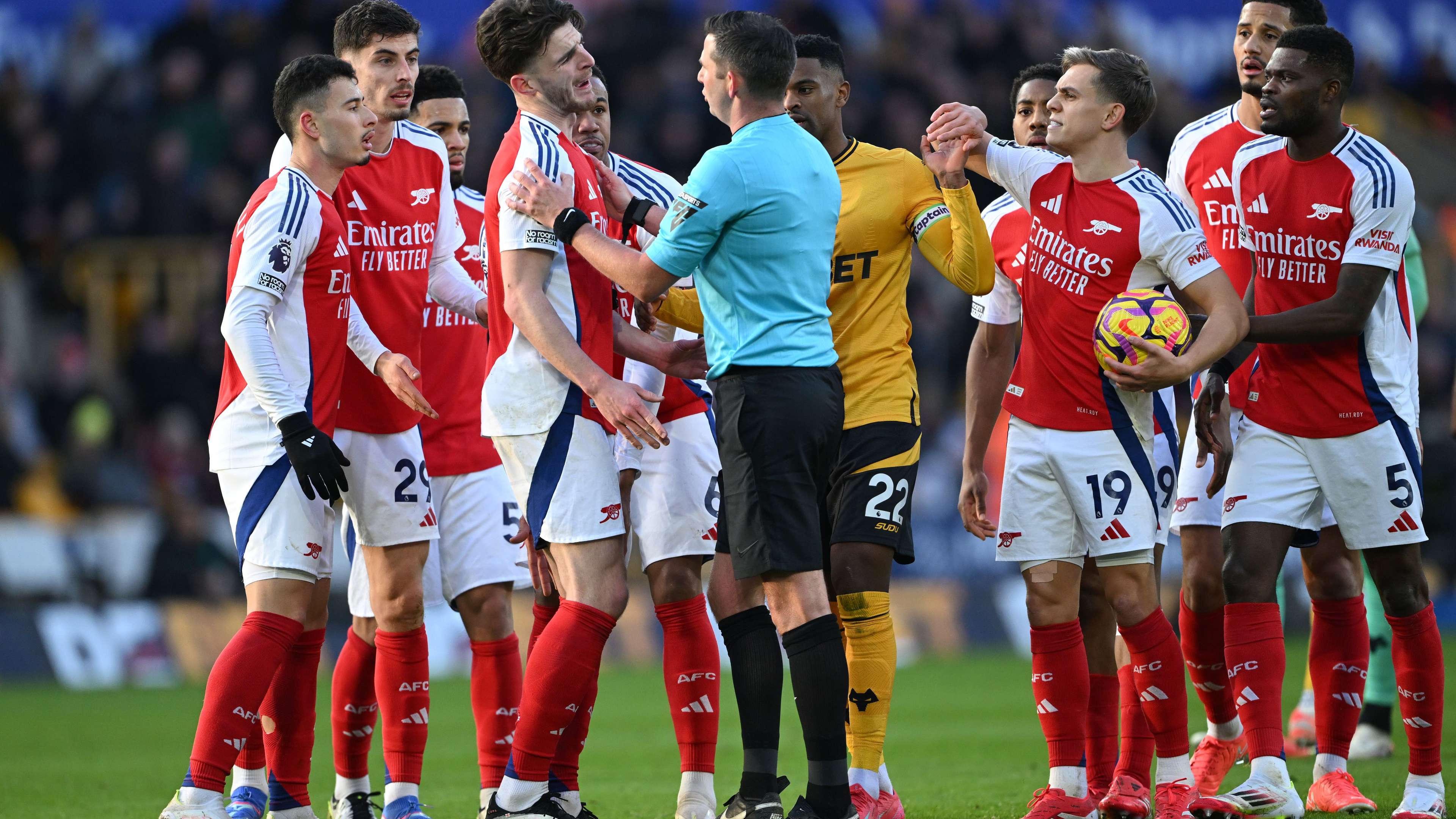 Arsenal hit with huge fine for surrounding referee during Wolves clash  