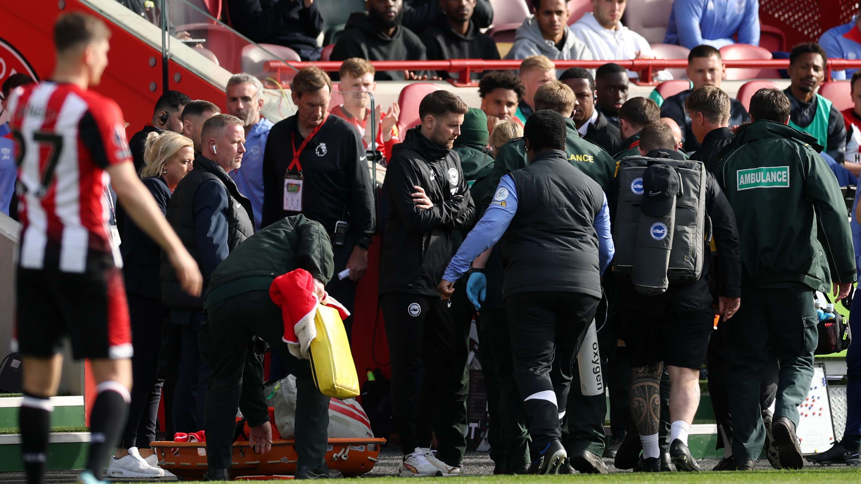 Brighton's Van Hecke rushed to hospital in neck brace  