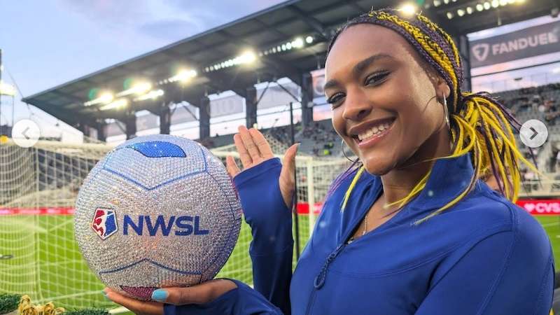 Crystallized NWSL soccer ball awes Paul, Rodman, Rae, celebs  