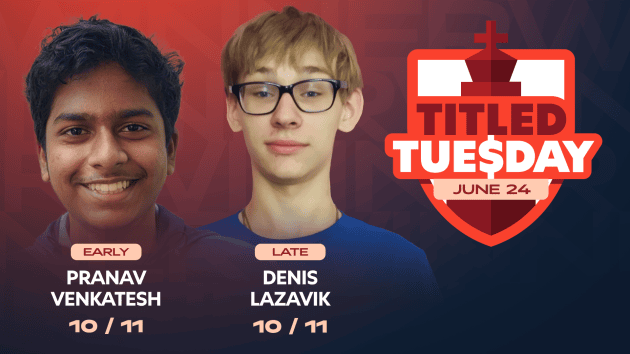 Youth Prevails As Pranav, Lazavik Win Titled Tuesday  