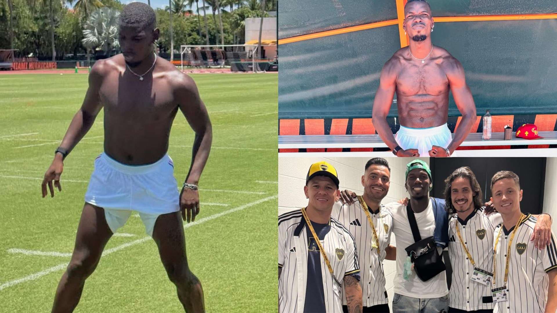 Pogba links up with FOUR ex-Man Utd team-mates at CWC in incredible shape  