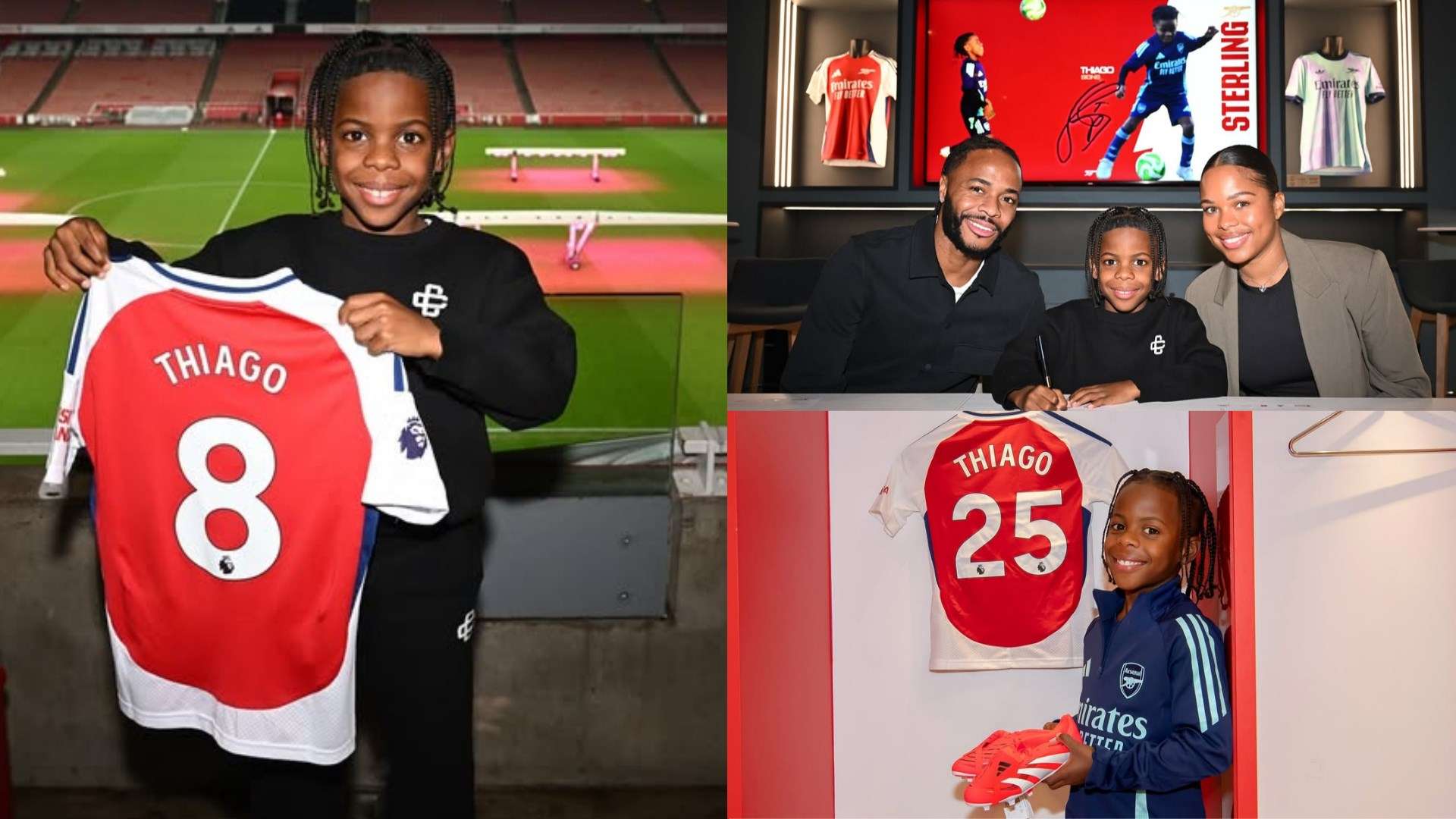 Sterling's 8-year-old son Thiago signs for Arsenal's academy   Sterling's 8-year-old son Thiago signs for Arsenal's academy