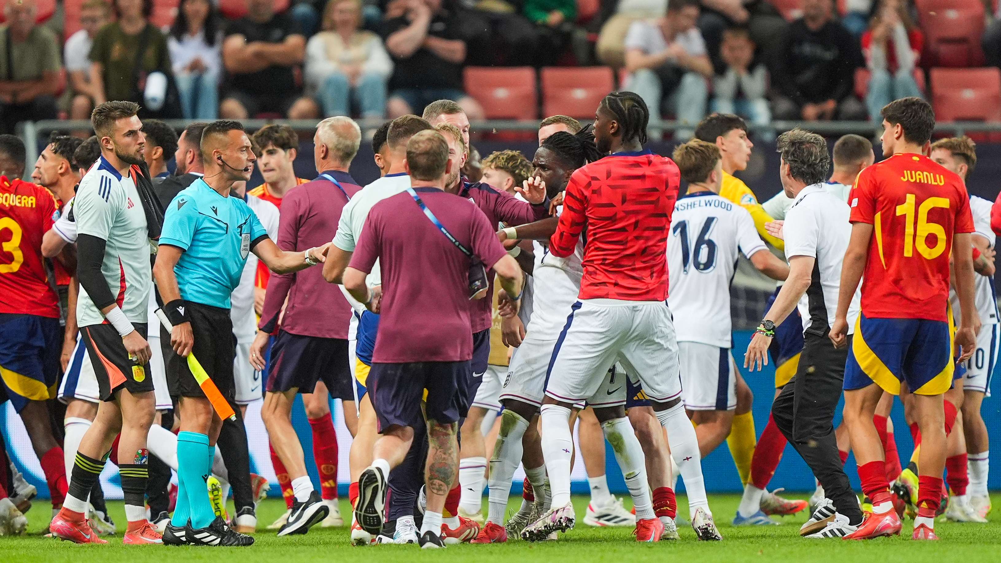 England and Spain U21s in shocking brawl  