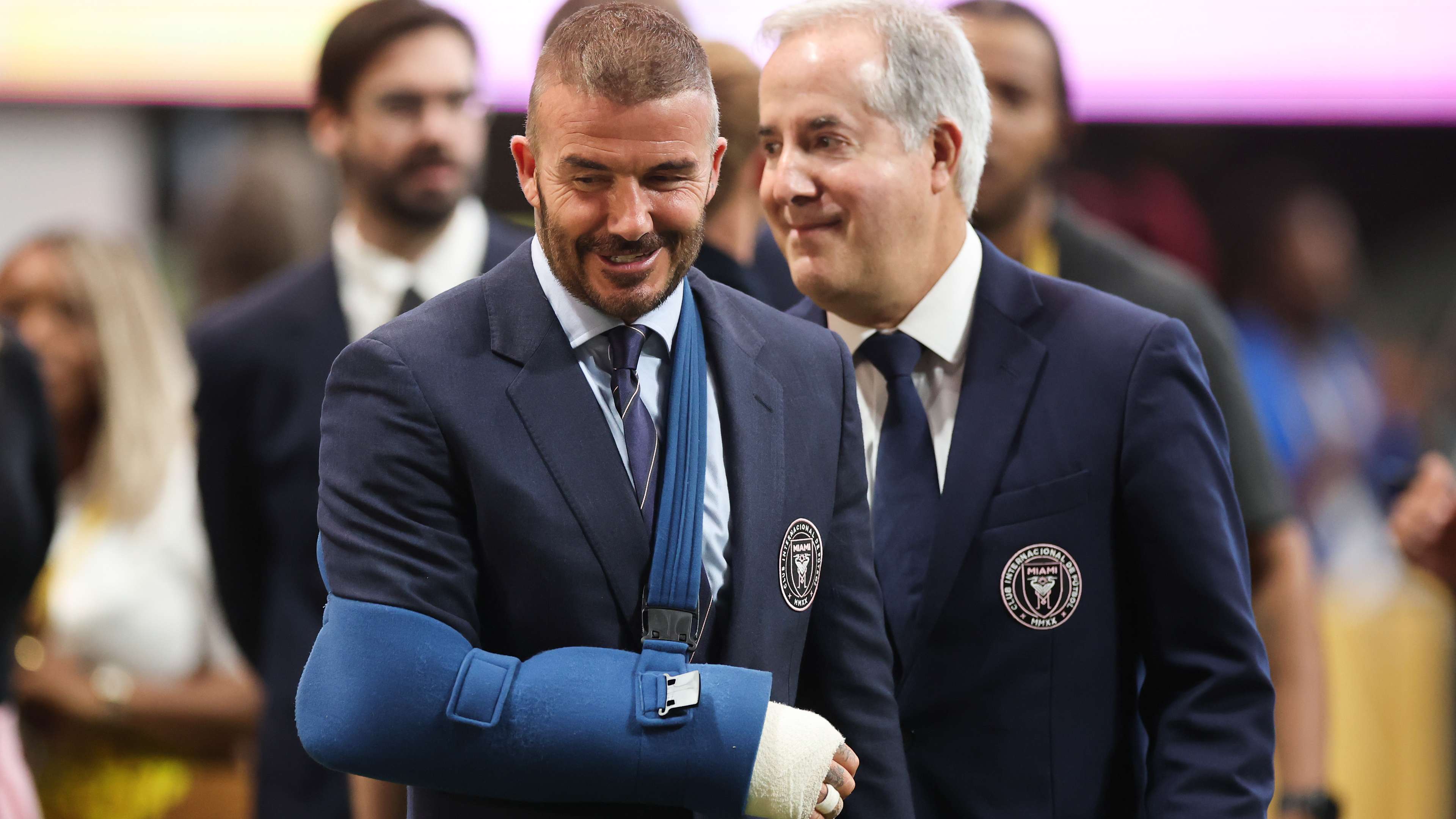 David Beckham greets Inter Miami fans in sling after wrist surgery  