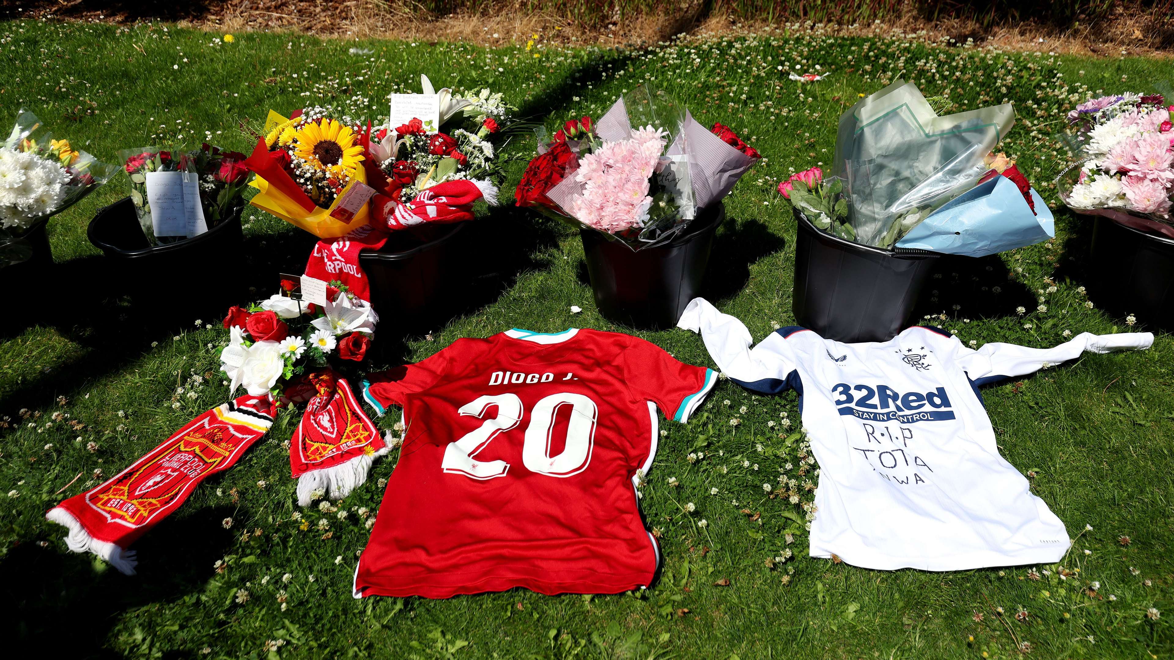 Liverpool fans lay flowers outside Anfield after passing of Jota  