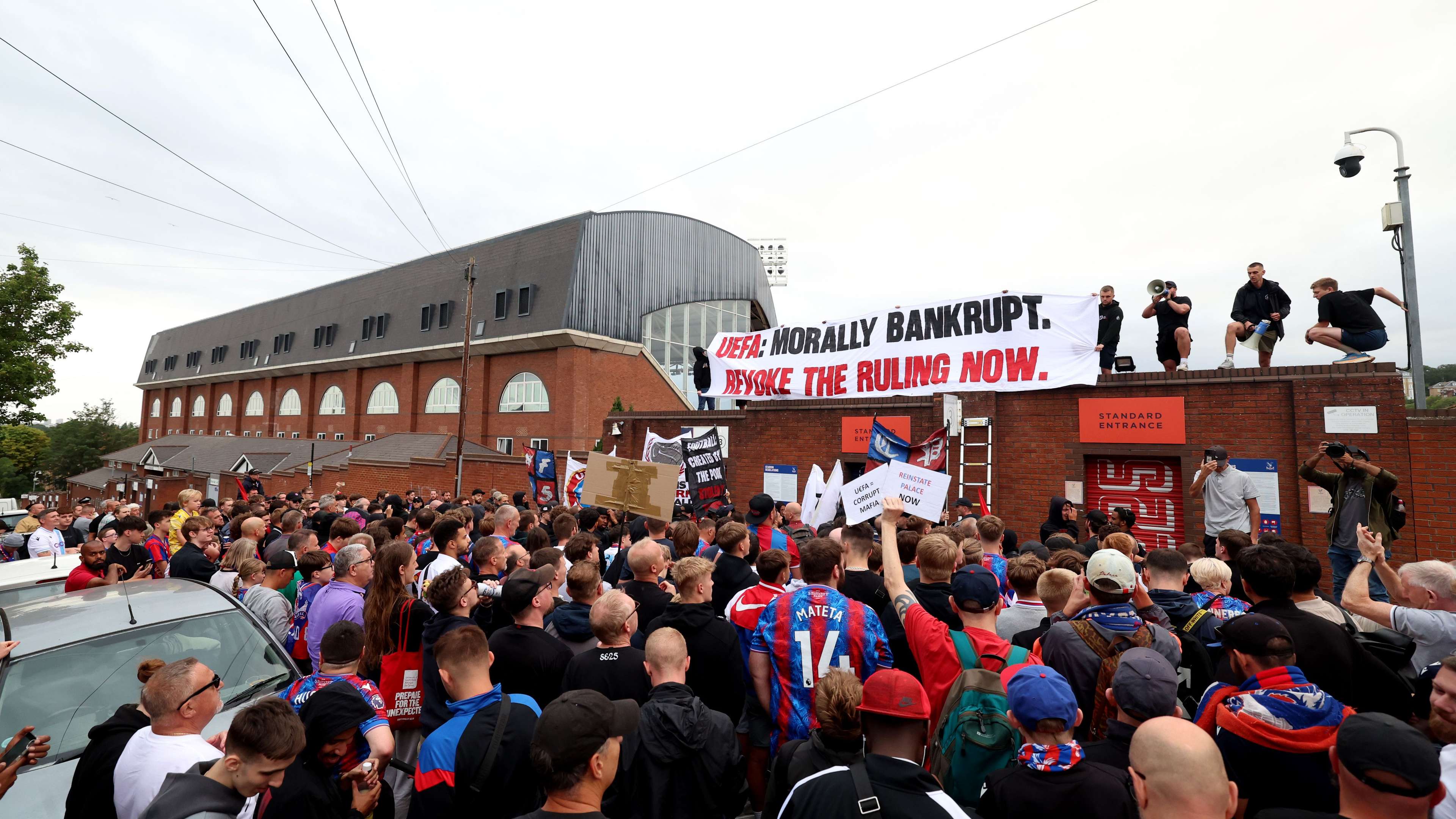 Palace fans protest against 'morally bankrupt' UEFA after UEL blow  