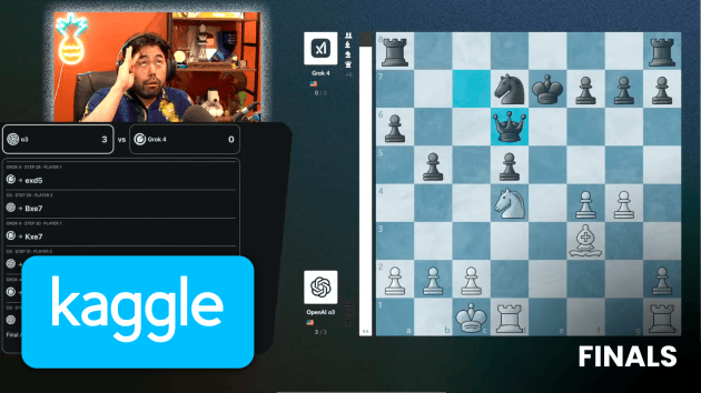 OpenAI's o3 Crushes Grok 4 In Final, Wins Kaggle's AI Chess Exhibition Tournament  