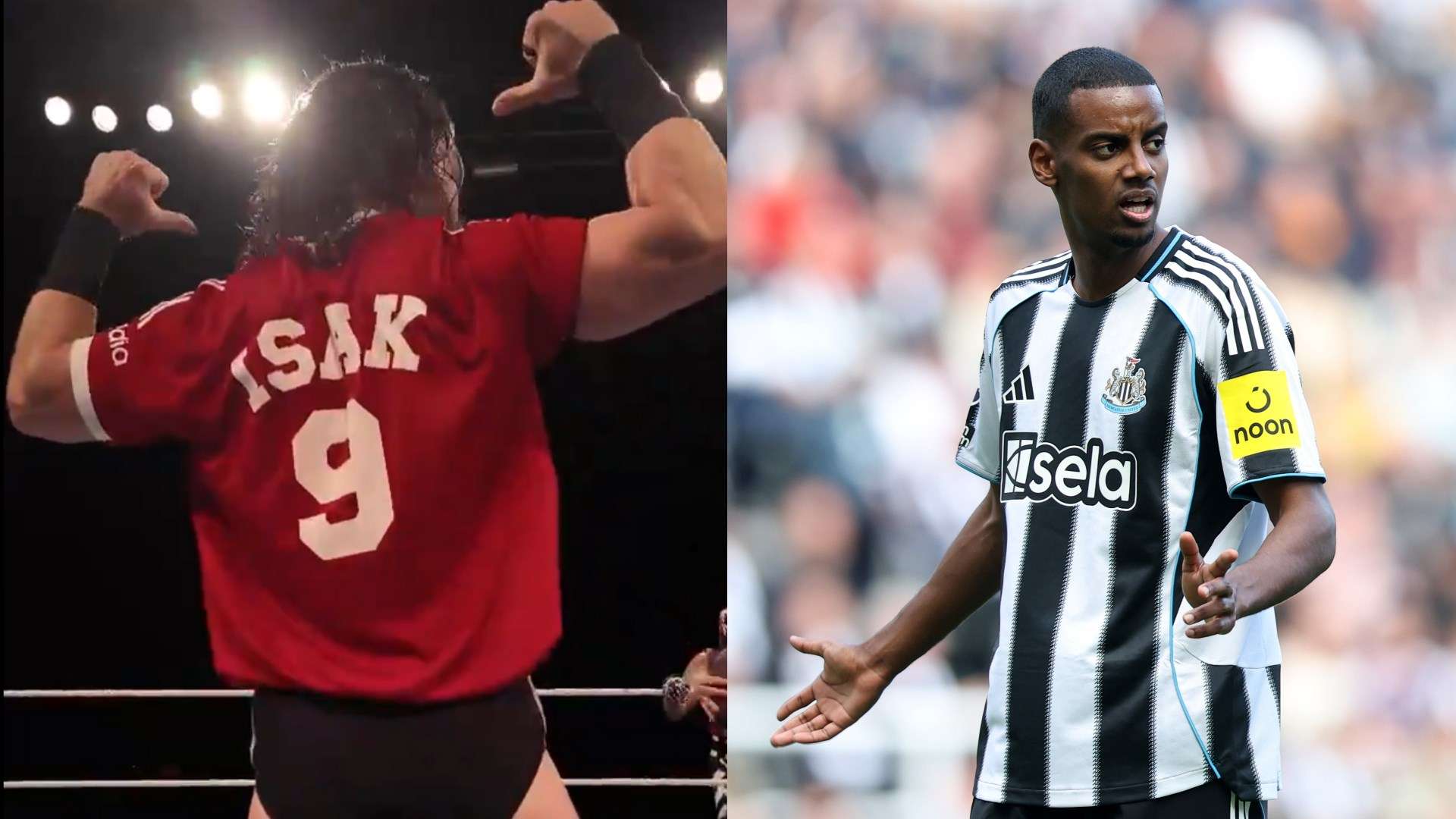 📽️ | WWE star wears Isak Liverpool shirt in NEWCASTLE  