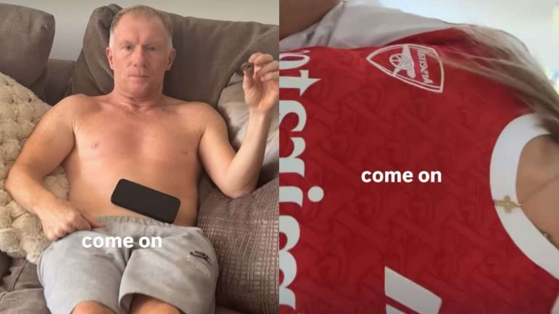 Scholes reacts as daughter wears Arsenal shirt during Man Utd clash   Scholes reacts as daughter wears Arsenal shirt during Man Utd clash
