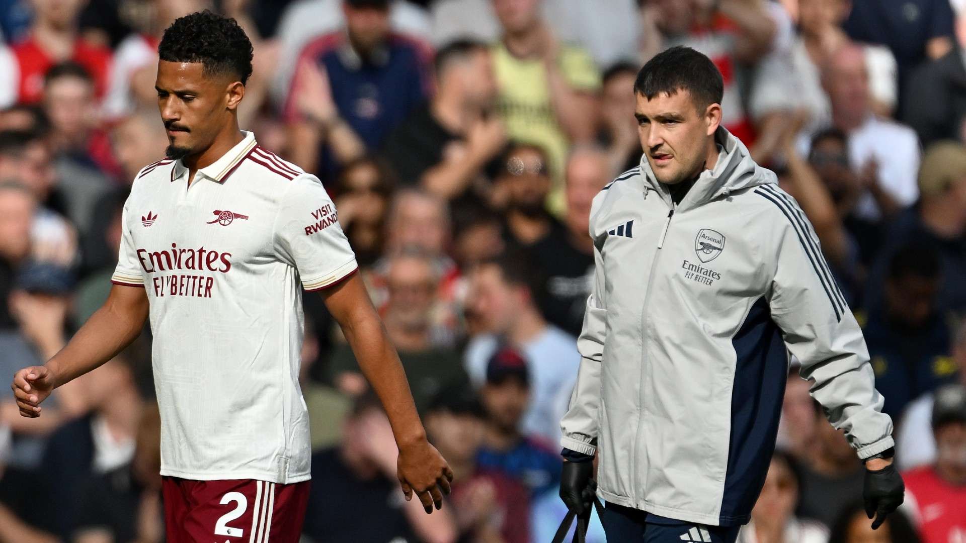 Saliba forced out of Liverpool clash with knock  