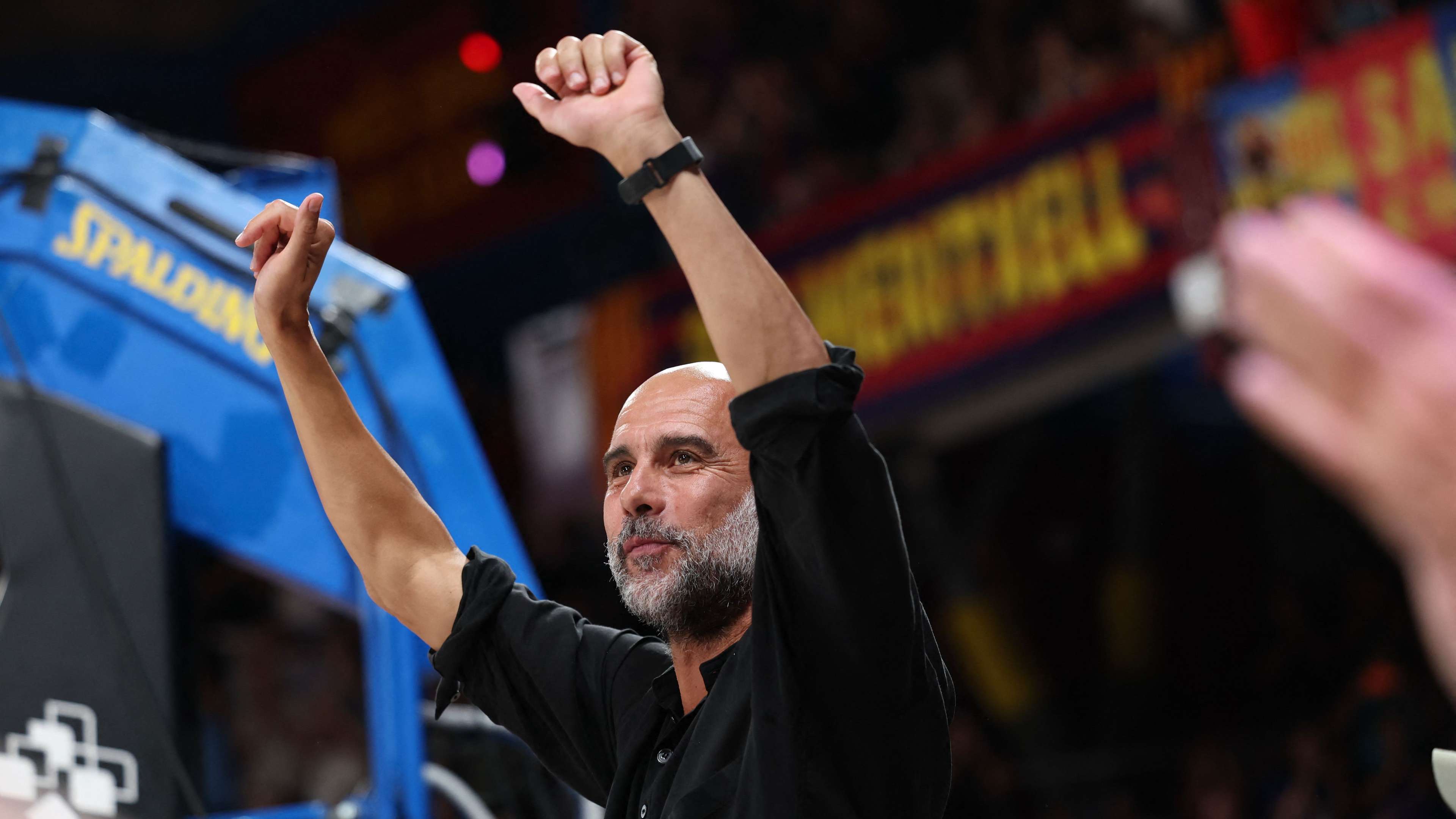On video: Guardiola steals the spotlight from Barcelona's stars on European basketball night  
